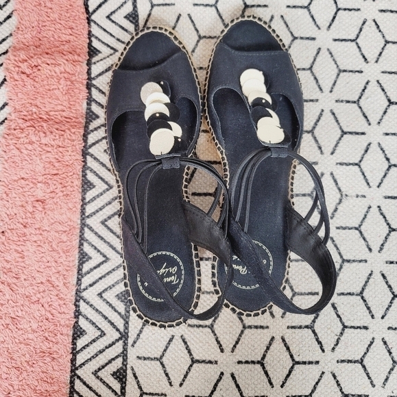 TONI PONS ORIGINAL Sitges Espadrille Sandal in Black Fabric, sz 9 / 40 - Picture 8 of 16